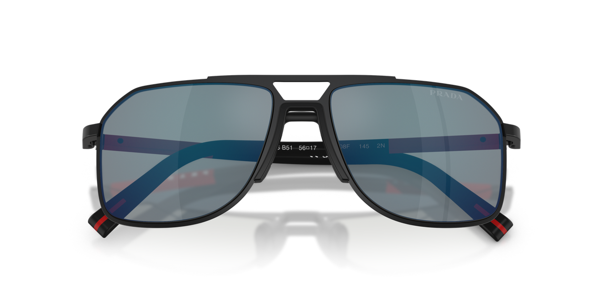 Prada Linea Rossa PSB51S 1BO08F matte black sunglasses 56mm folded view
