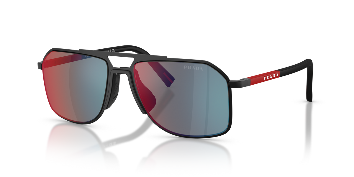 Prada Linea Rossa PSB51S 1BO08F matte black sunglasses 56mm angled view