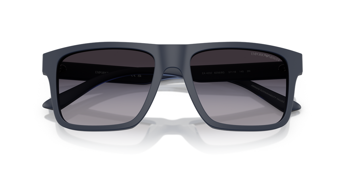 Emporio Armani EA4232 62568G matte blue sunglasses 57mm folded view