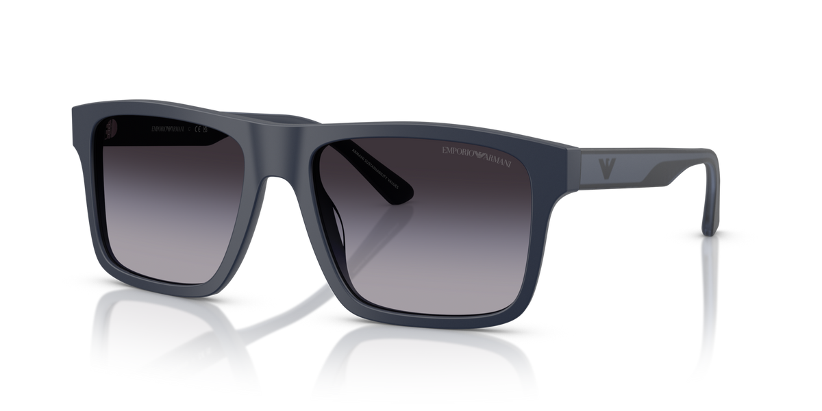 Emporio Armani EA4232 62568G matte blue sunglasses 57mm angled view