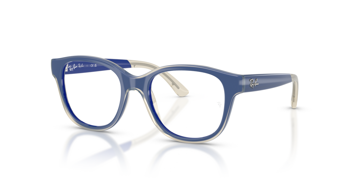 Ray-Ban Kids RY1950 7203 blue on transparent eyeglasses 44mm angled view