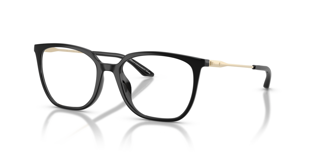 Armani Exchange AX3142U 8158 shiny black eyeglasses 52mm angled view