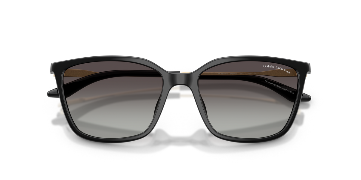 Armani Exchange AX4171SU 81588G shiny black sunglasses 55mm folded view