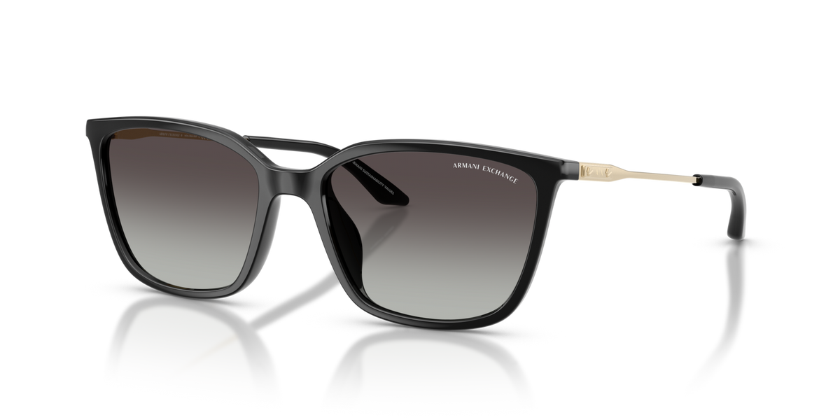 Armani Exchange AX4171SU 81588G shiny black sunglasses 55mm angled view