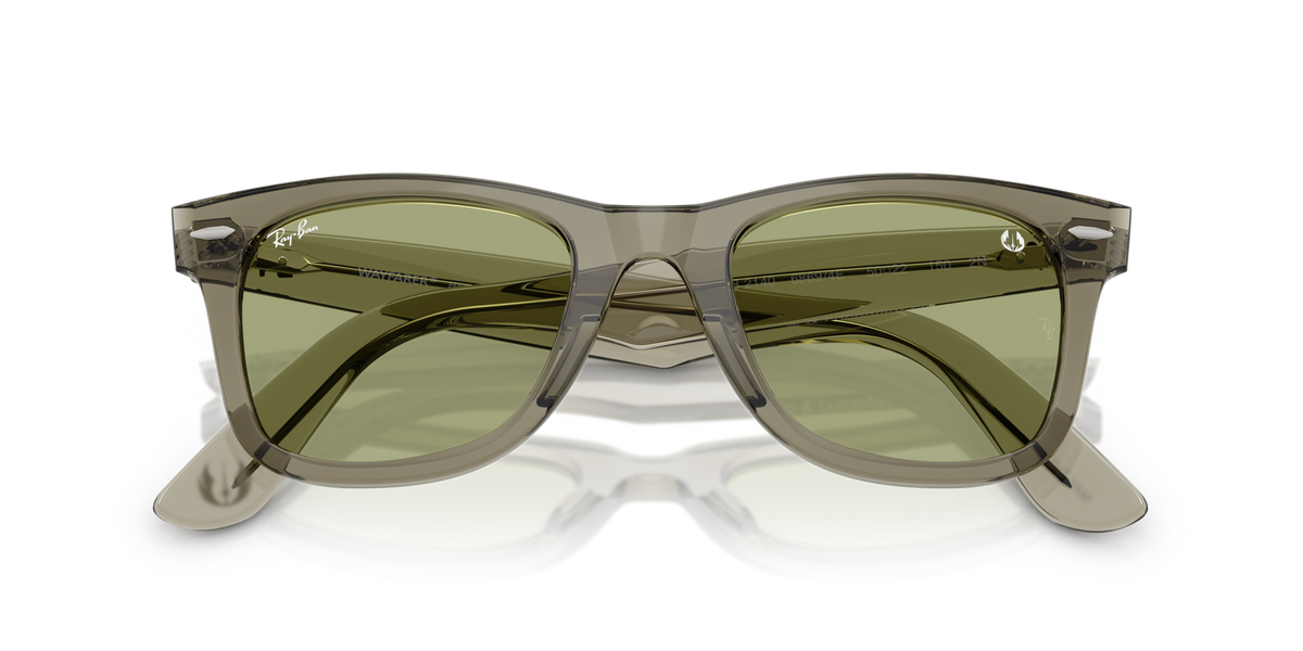 Ray-Ban RB2140 68694E transparent green sunglasses 50mm folded view