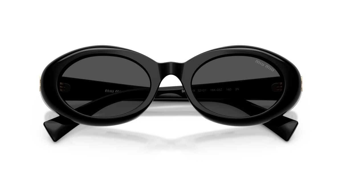 Miu Miu MUB09S 16K08Z black sunglasses 52mm folded view