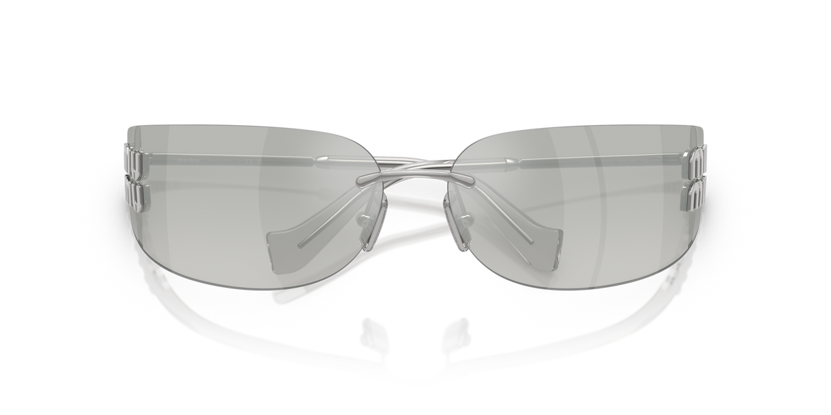 Miu Miu MUA51S 1BC10Y silver sunglasses 75mm folded view