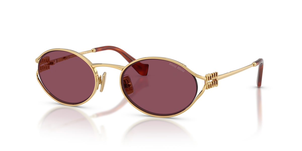 Miu Miu MU52YS 5AK20Y gold sunglasses 54mm angled view