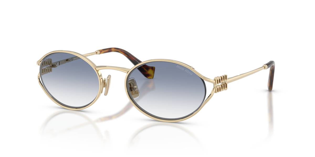 Miu Miu MU52YS ZVN80O pale gold sunglasses 54mm angled view