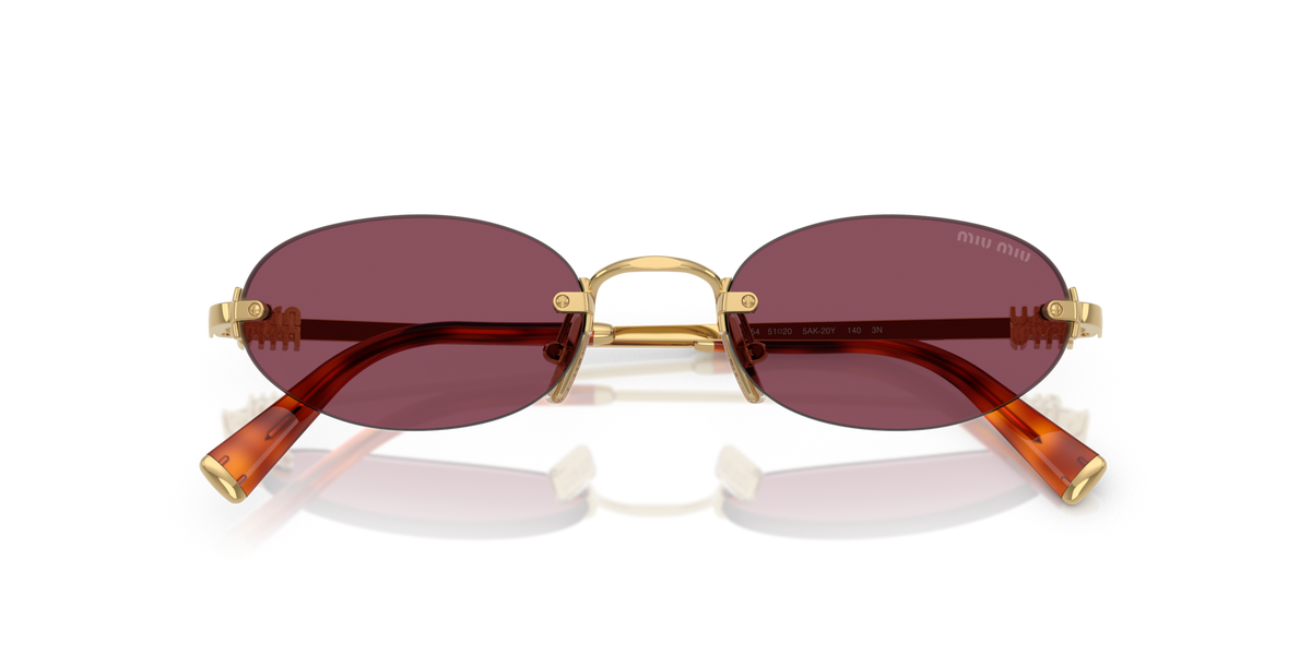 Miu Miu MUA54S 5AK20Y gold sunglasses 51mm folded view