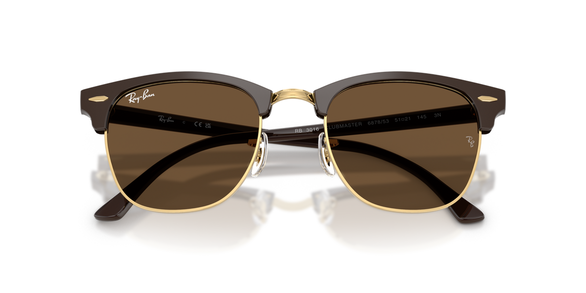 Ray-Ban RB3016 687853 brown gold sunglasses 51mm folded view