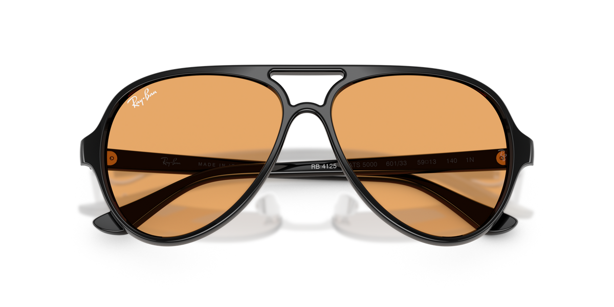 Ray-Ban RB4125 601/33 black sunglasses 59mm folded view