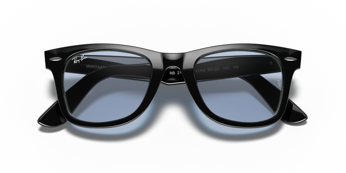 Ray-Ban RB2140F 901/64 black sunglasses 52mm folded view