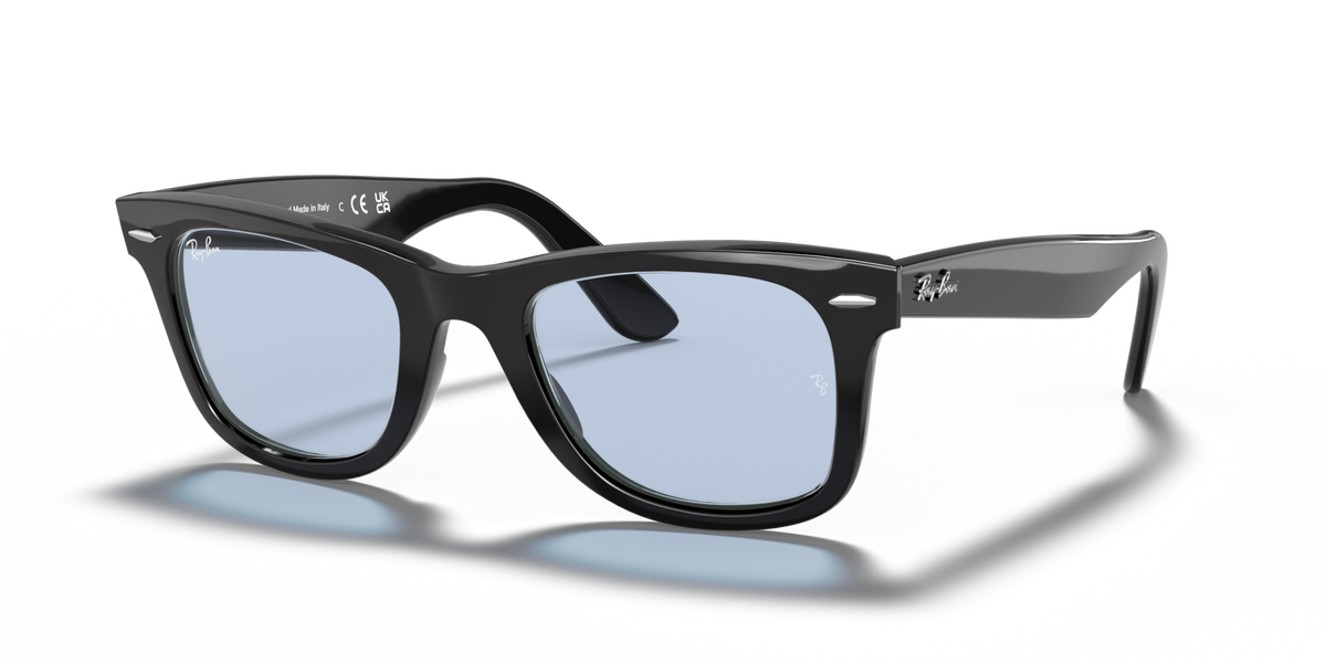 Ray-Ban RB2140F 901/64 black sunglasses 52mm angled view