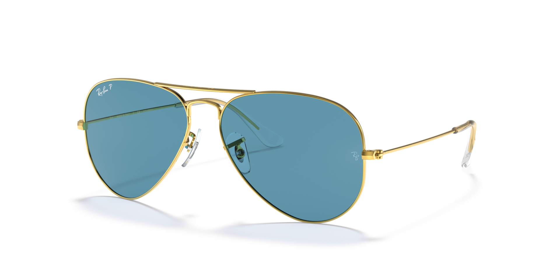 Ray-Ban Aviator Classic RB3025 9196S2 gold polarized sunglasses 58mm angled view