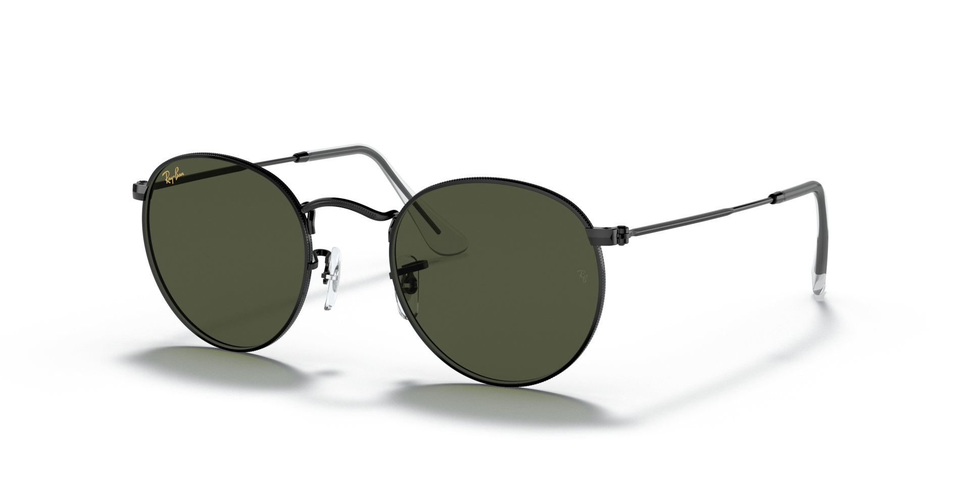 Ray-Ban Round Metal RB3447 919931 black sunglasses 53mm angled view