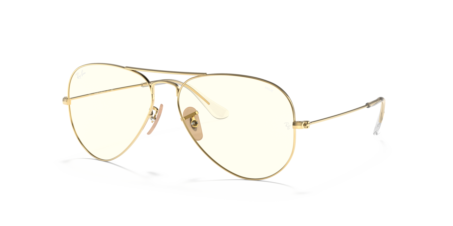 Ray-Ban Aviator Classic RB3025 001/5F gold sunglasses 55mm angled view