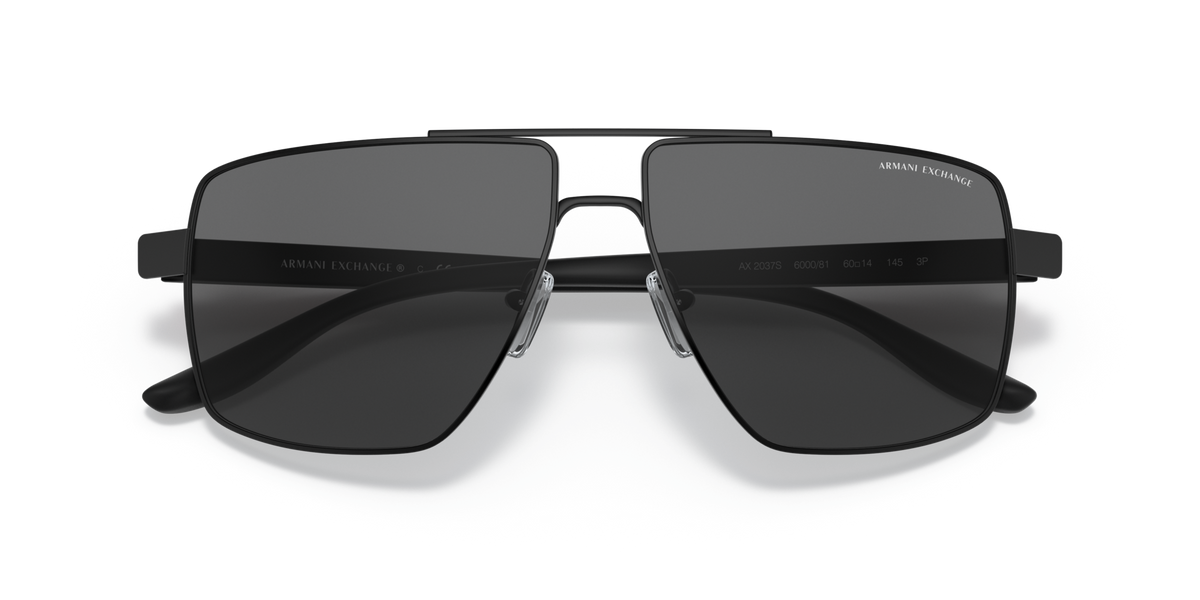 Armani Exchange AX2037S 600081 matte black sunglasses 60mm folded view