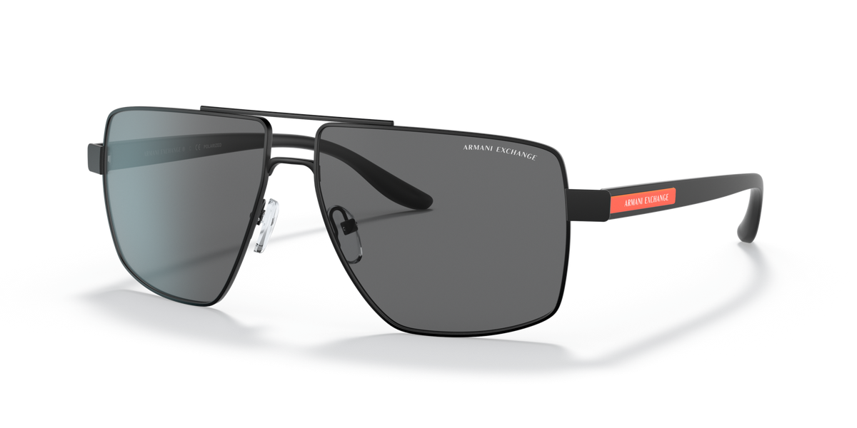 Armani Exchange AX2037S 600081 matte black sunglasses 60mm angled view
