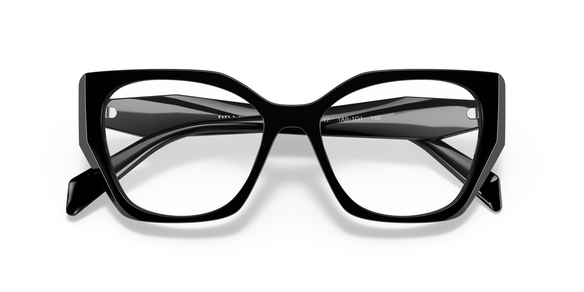 Prada PR18WV 1AB1O1 black eyeglasses 52mm folded view