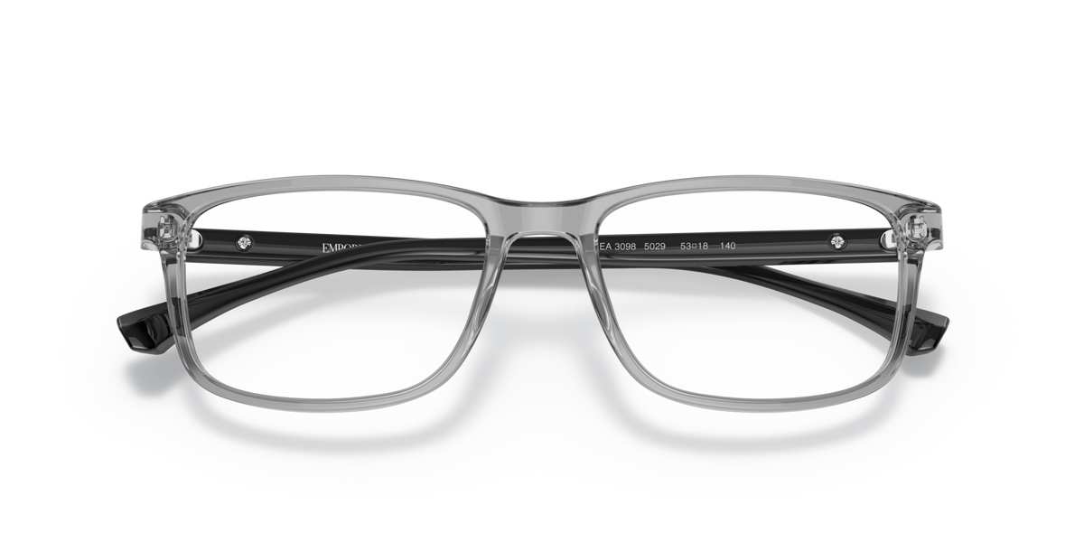 Emporio Armani EA3098 5029 transparent grey eyeglasses 53mm folded view