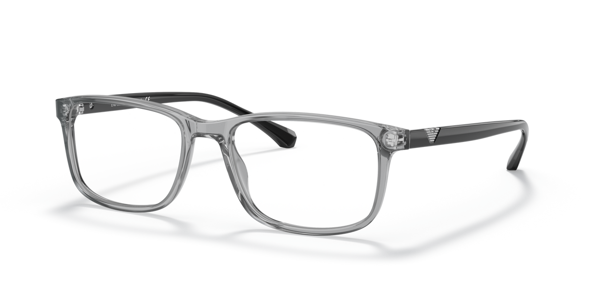Emporio Armani EA3098 5029 transparent grey eyeglasses 53mm angled view