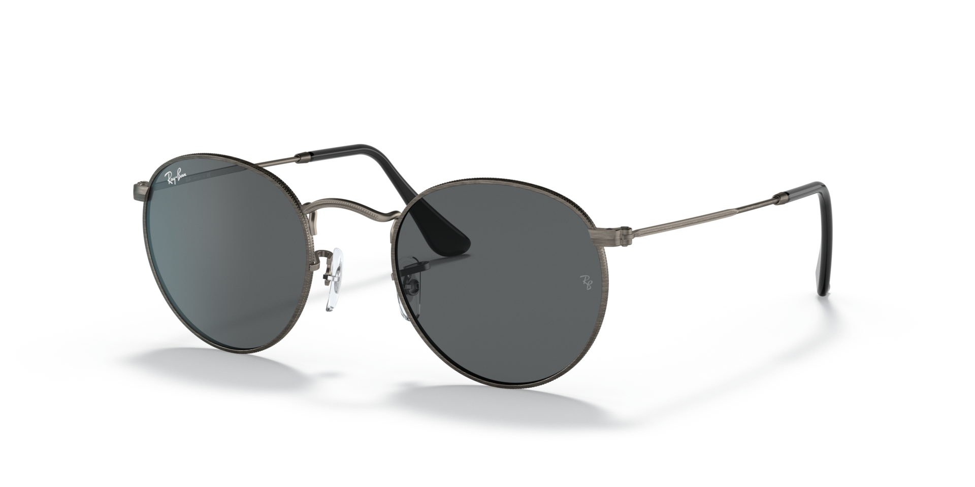 Ray-Ban Round Metal RB3447 9229B1 gunmetal sunglasses 50mm angled view
