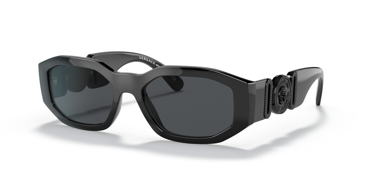 Versace VE4361 536087 black sunglasses 53mm angled view