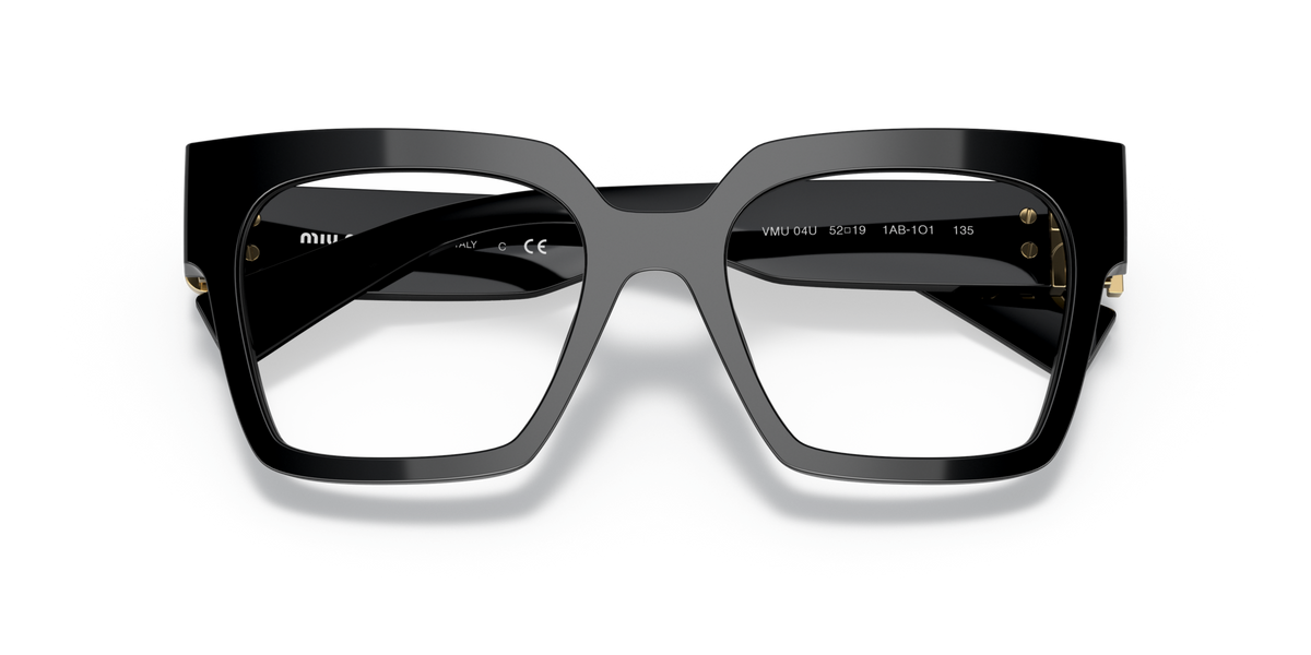 Miu Miu MU04UV 1AB1O1 black eyeglasses 52mm folded view