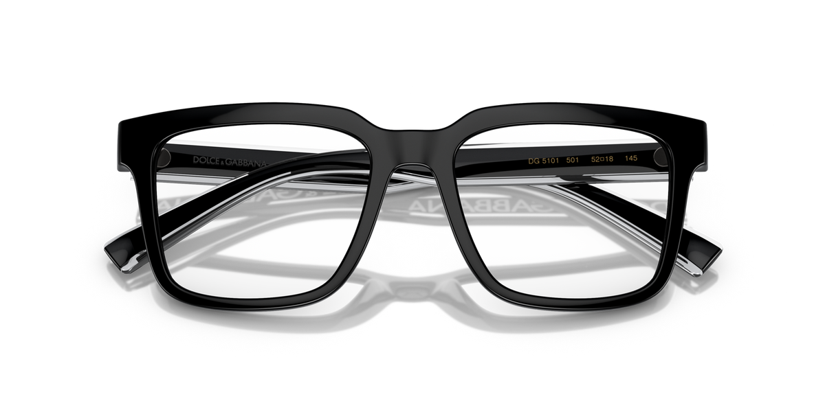 Dolce & Gabbana DG5101 501 black eyeglasses 52mm folded view