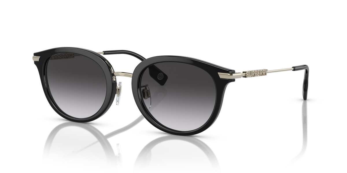 Burberry BE4398D 30018G black sunglasses 50mm angled view