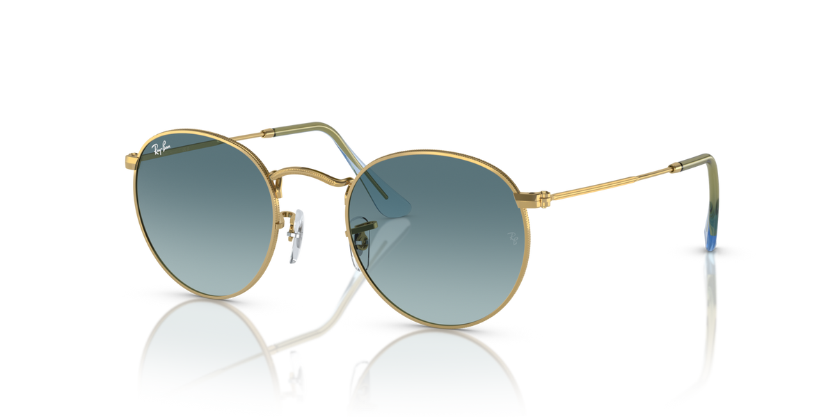 Ray-Ban RB3447 001/3M gold sunglasses 50mm angled view