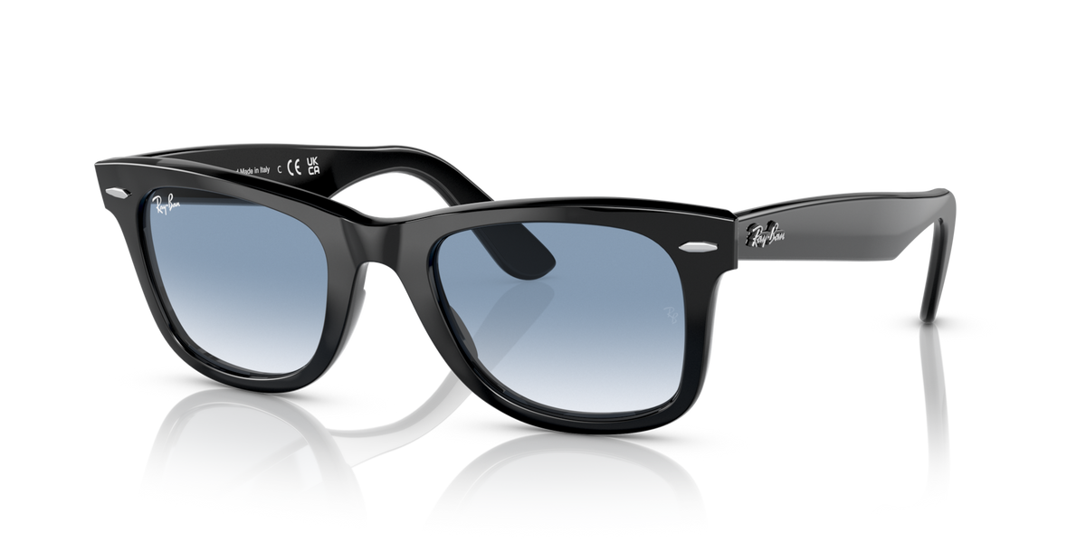 Ray-Ban RB2140F 901/3F black sunglasses 52mm angled view
