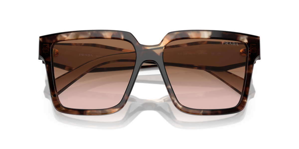 Prada PR24ZS 07R0A6 caramel tortoise sunglasses 56mm folded view