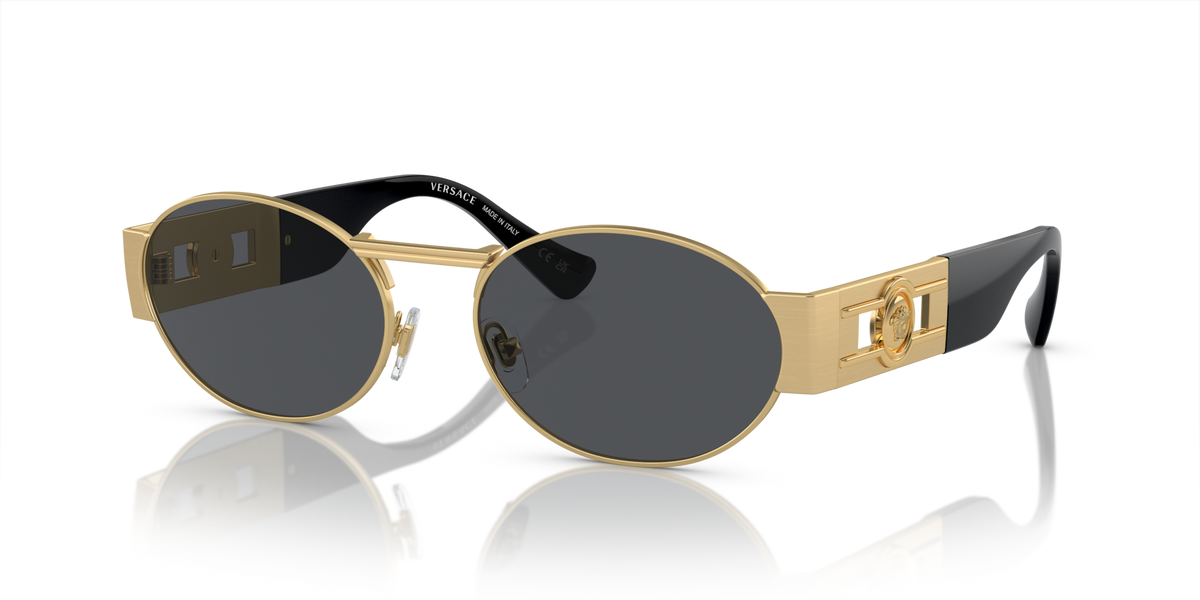Versace VE2264 100287 matte gold sunglasses 56mm angled view