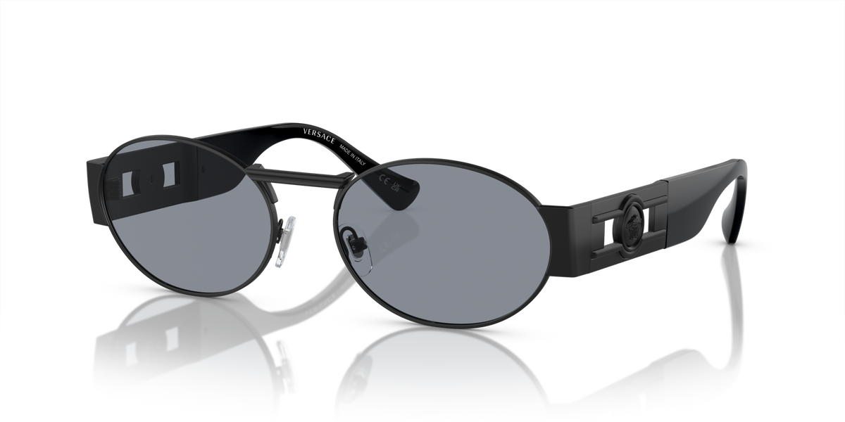 Versace VE2264 1261/1 matte black sunglasses 56mm angled view