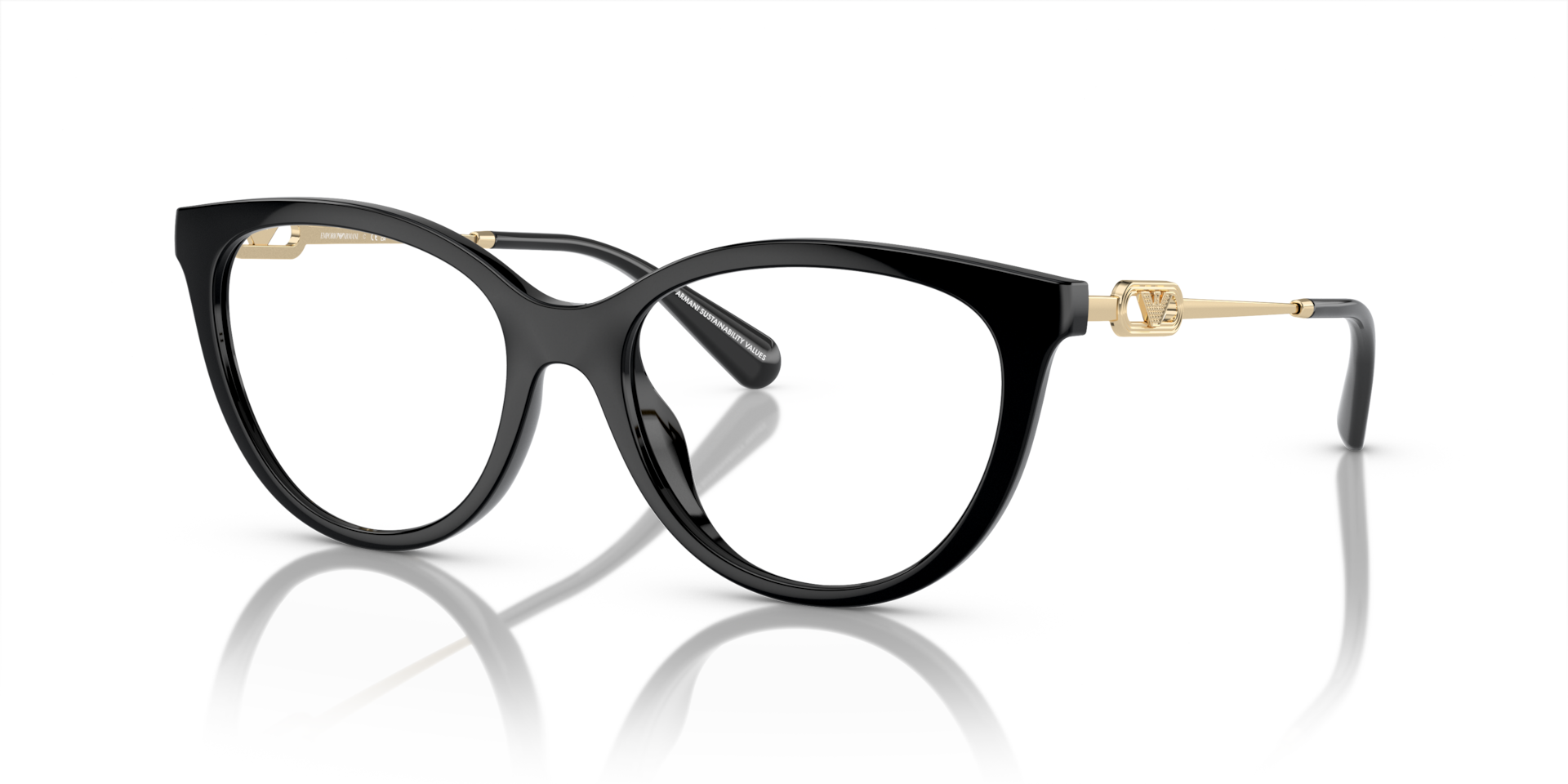 Emporio Armani EA4213U 50171W shiny black sunglasses 53mm angled view