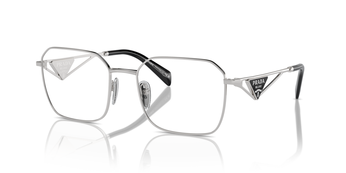 Prada PRA51V 1BC1O1 silver eyeglasses 55mm angled view