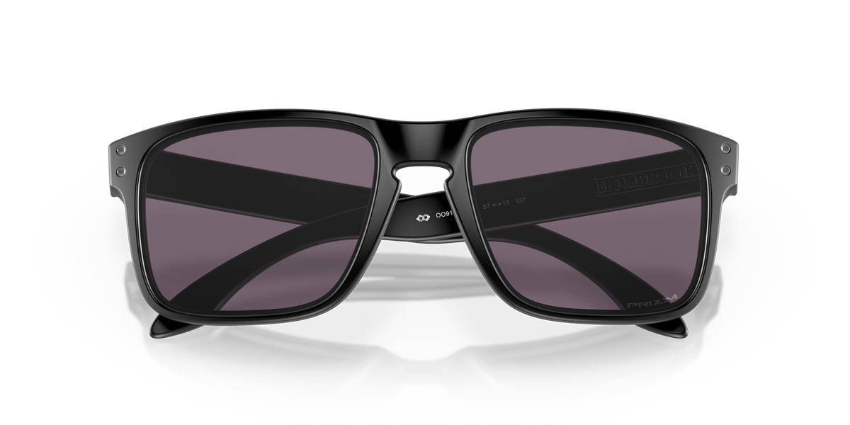 Oakley OO9102 E8 matte black sunglasses 55mm folded view