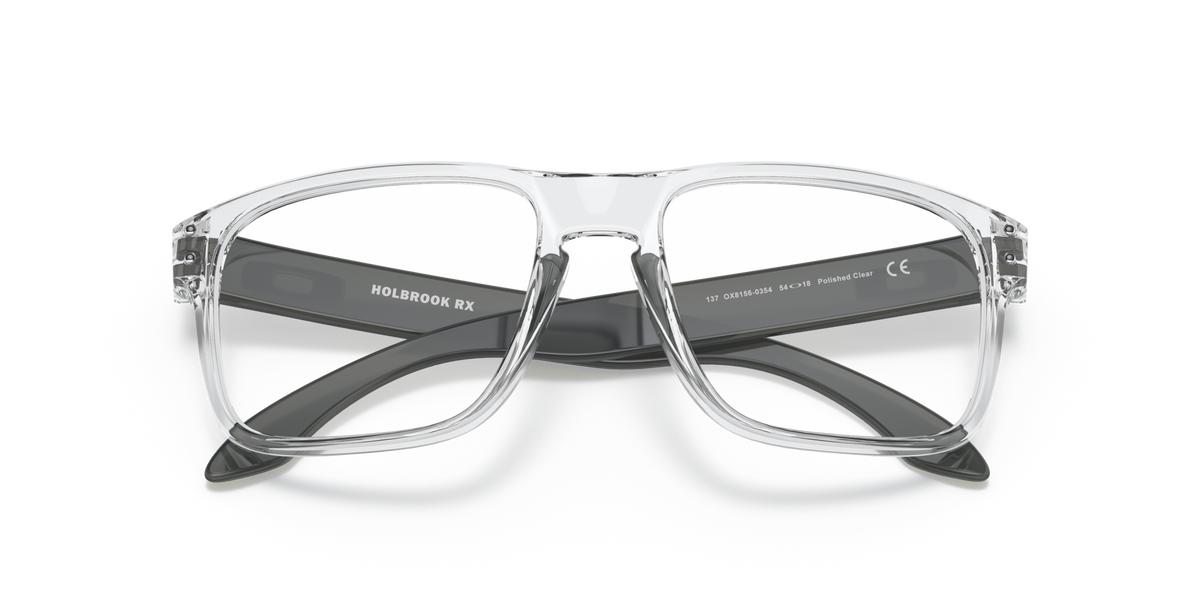 Oakley OX8156 03 polished clear eyeglasses 54mm folded view