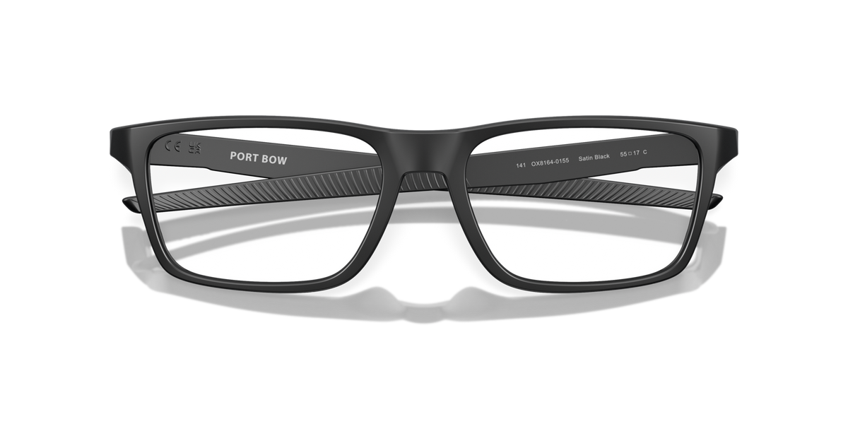 Oakley OX8164 01 satin black eyeglasses 53mm folded view