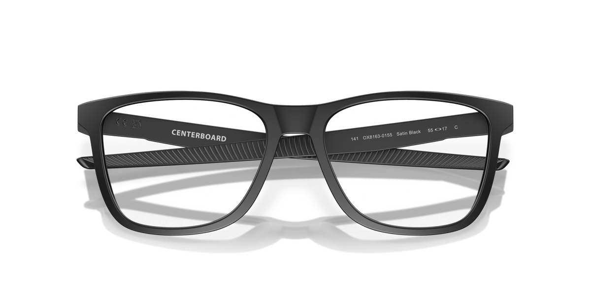 Oakley OX8163 01 satin black eyeglasses 53mm folded view