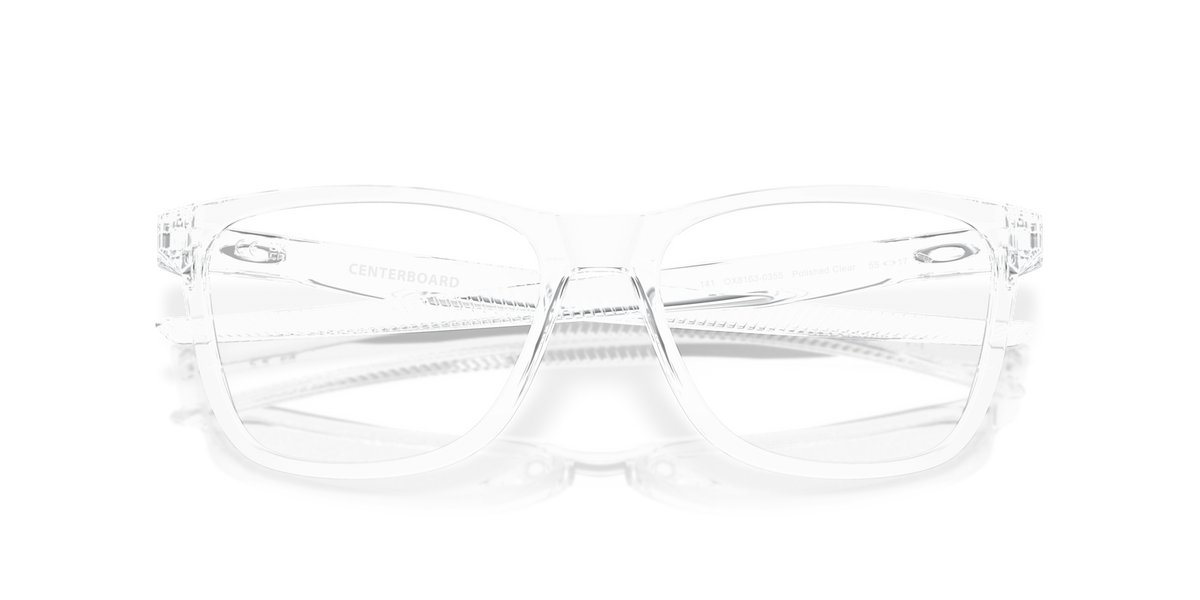 Oakley OX8163 03 polished clear eyeglasses 53mm folded view