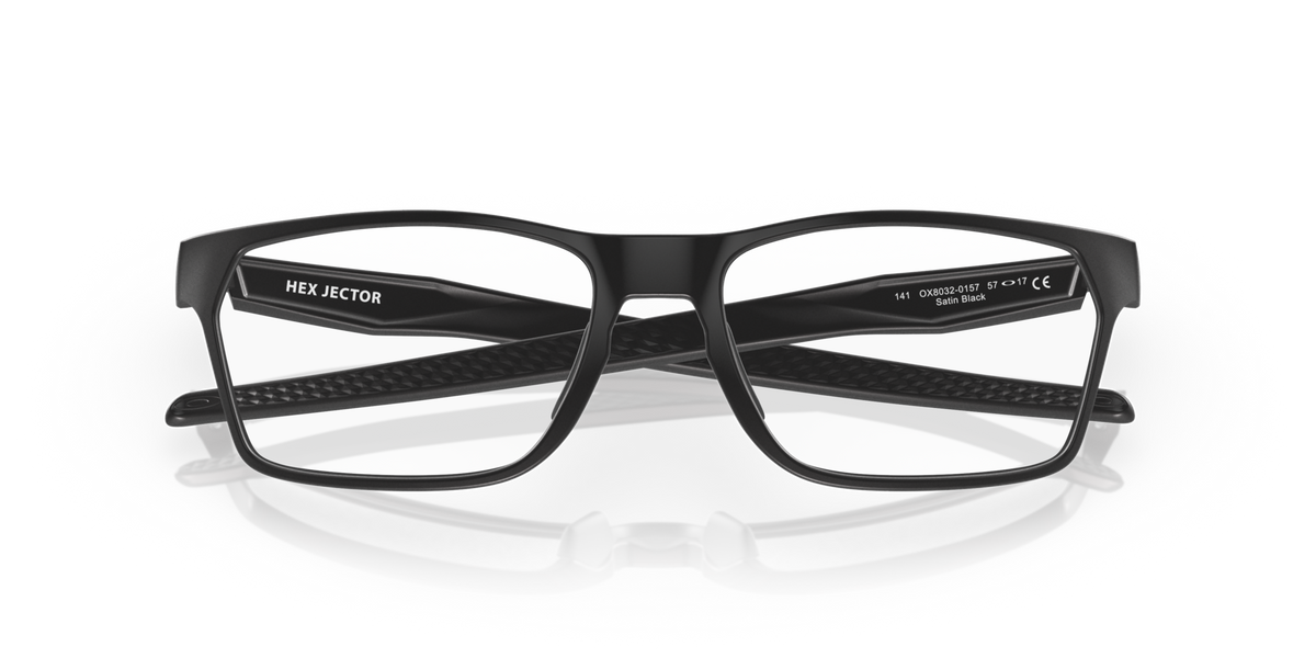 Oakley OX8032 01 satin black eyeglasses 55mm folded view