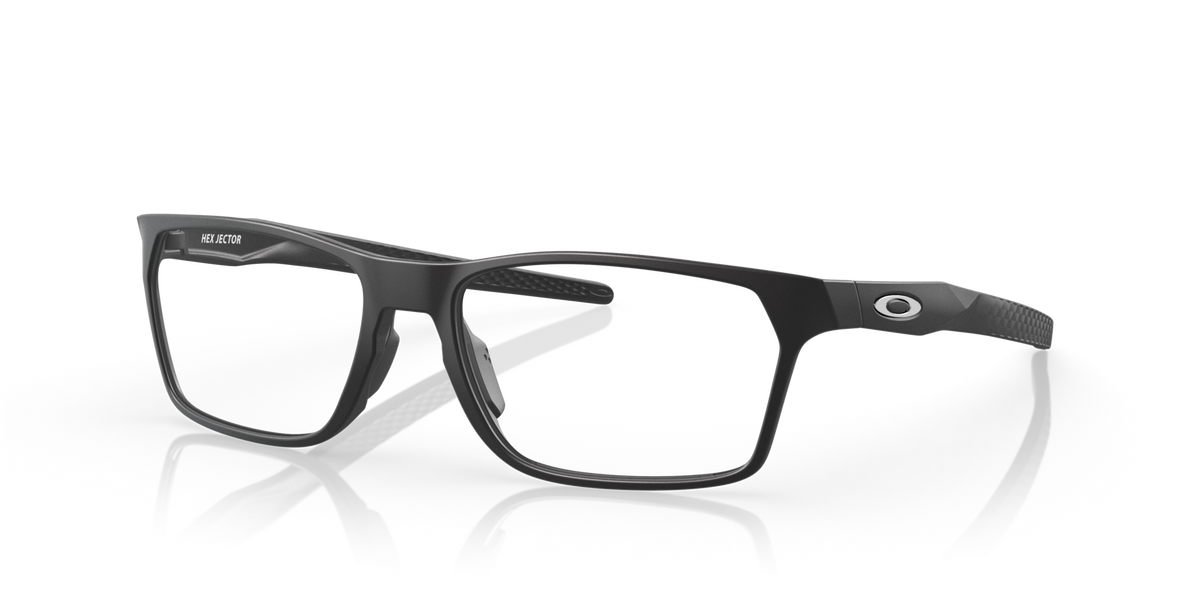 Oakley OX8032 01 satin black eyeglasses 55mm angled view