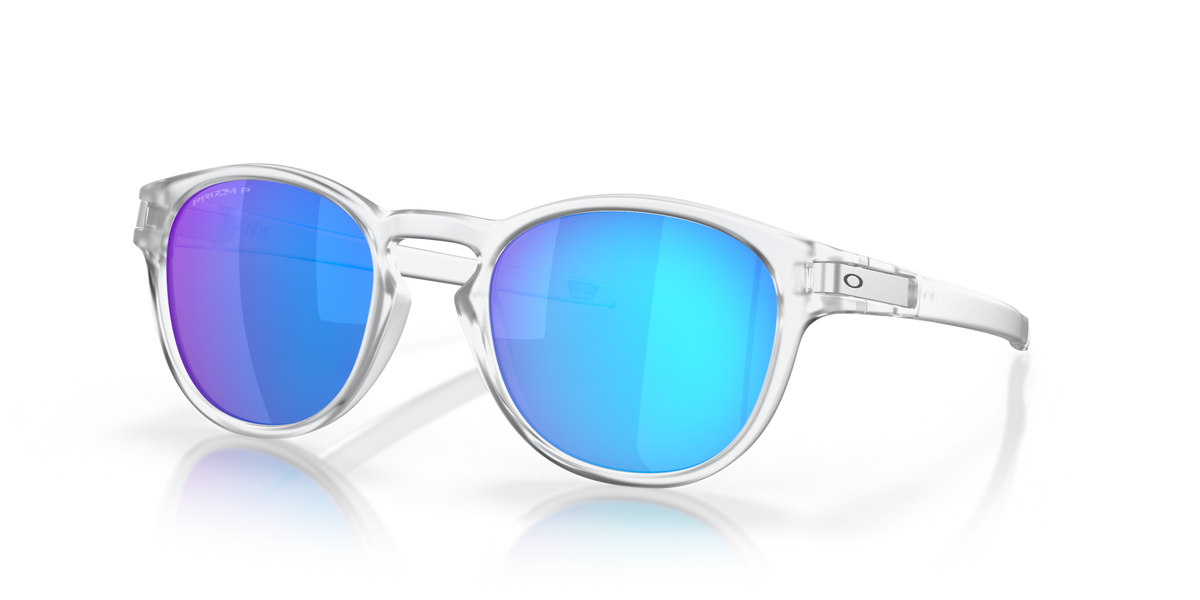 Oakley OO9265 65 matte clear sunglasses 53mm angled view