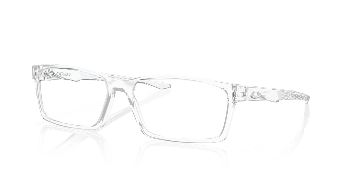 Oakley OX8060 35 polished clear eyeglasses 57mm angled view