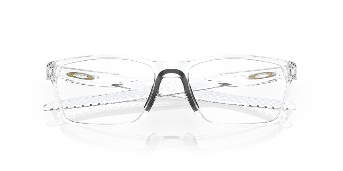 Oakley OX8032 06 polished clear eyeglasses 55mm folded view