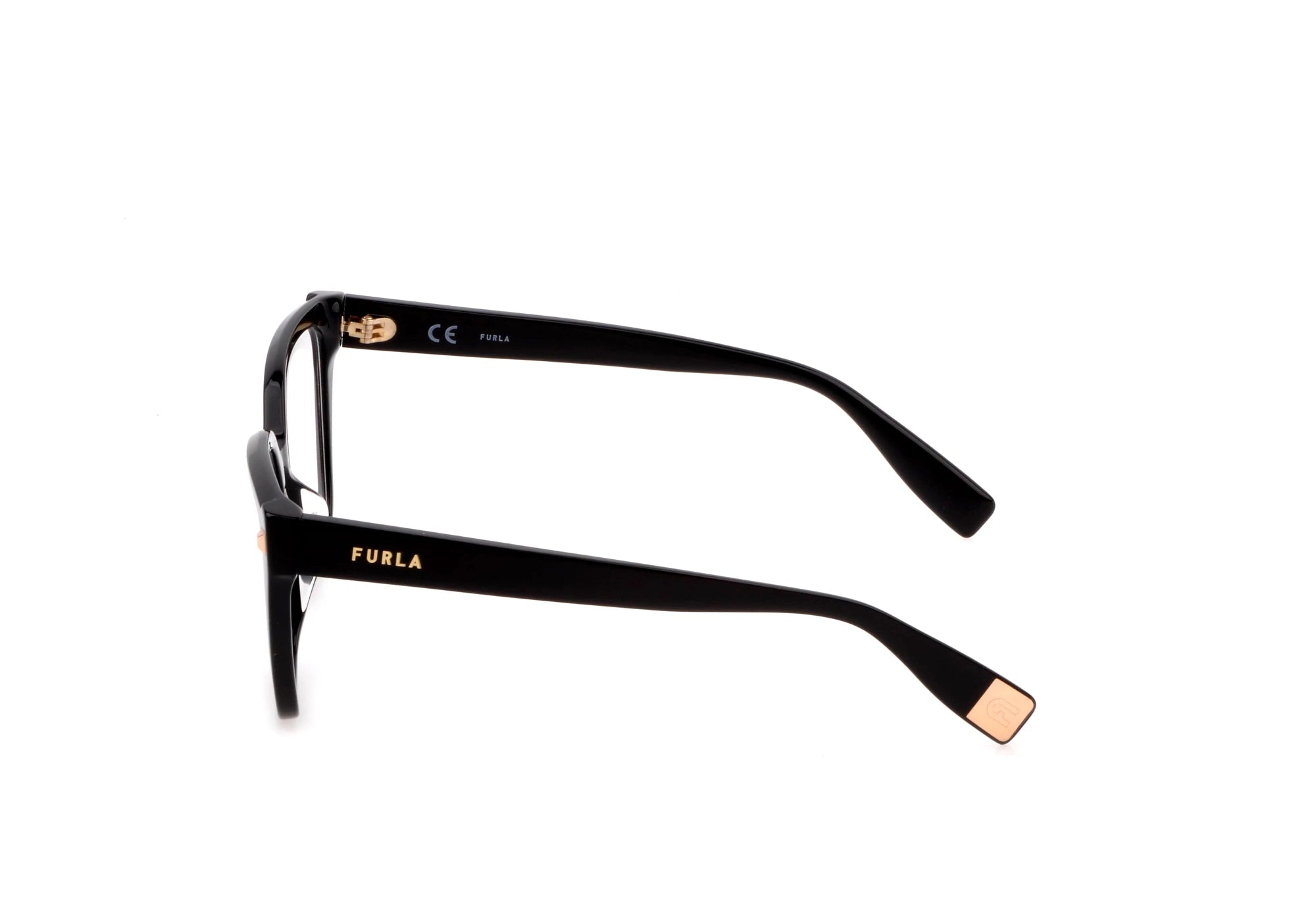 Furla VFU547N 0700 shiny black eyeglasses 55mm angled view