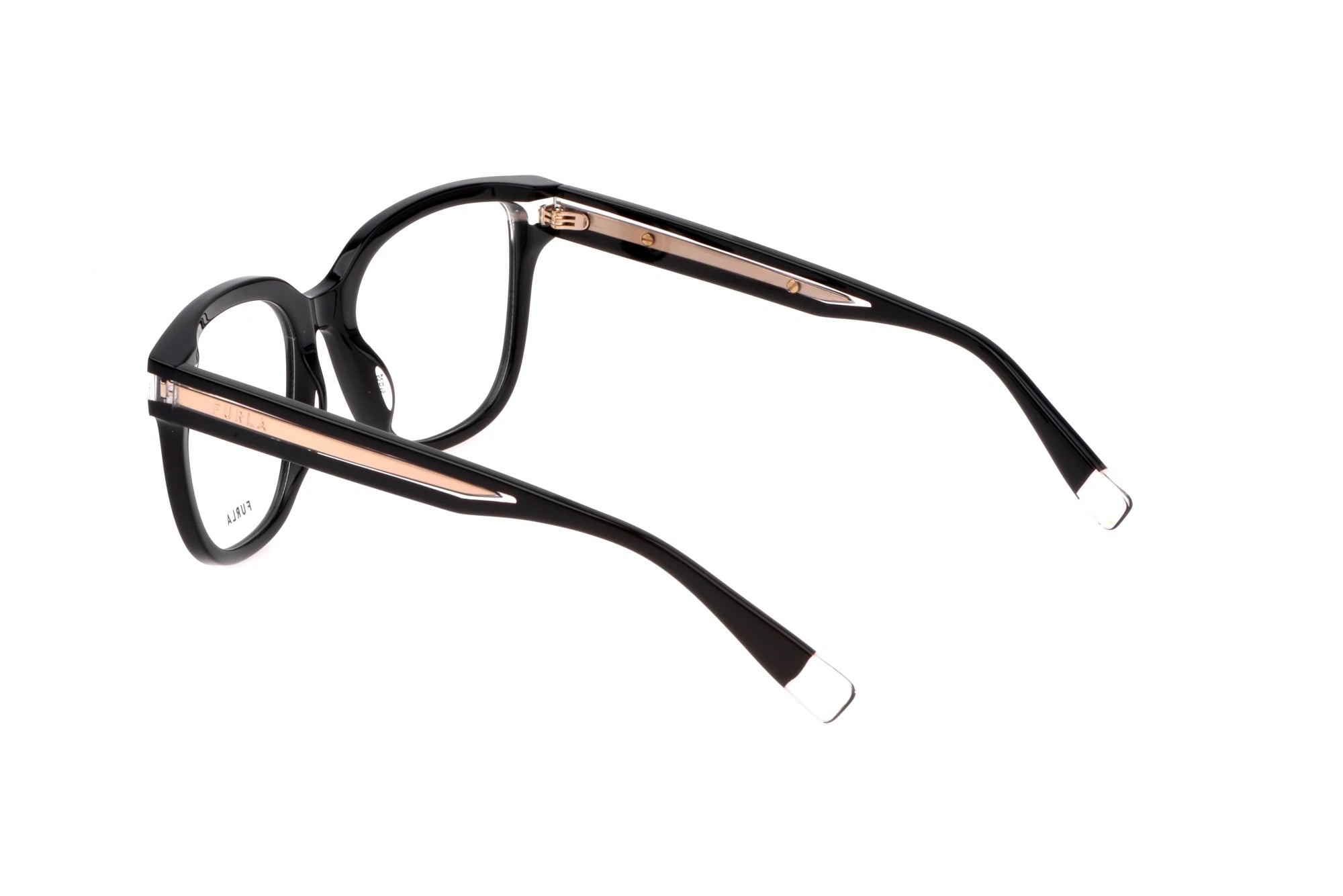 Furla VFU582V 0700 shiny black eyeglasses 52mm angled view